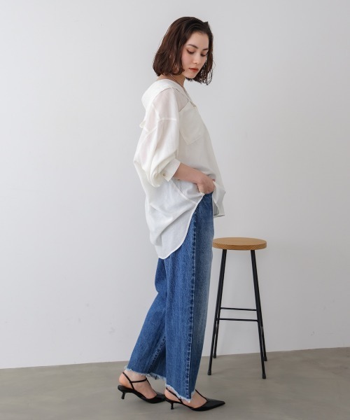 Bou Jeloud（ブージュルード）の「フーデットシャツ（シャツ/ブラウス・レディース・ブルー/チャコールグレー/オフホワイト・38）」の8枚目の写真