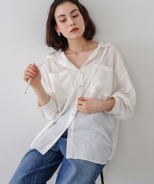 Bou Jeloud（ブージュルード）の「フーデットシャツ（シャツ/ブラウス・レディース・ブルー/チャコールグレー/オフホワイト・38）」の10枚目の写真