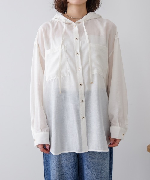 Bou Jeloud（ブージュルード）の「フーデットシャツ（シャツ/ブラウス・レディース・ブルー/チャコールグレー/オフホワイト・38）」の15枚目の写真