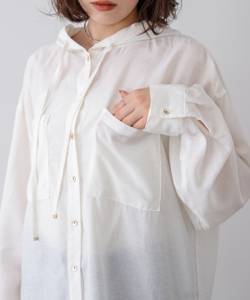 Bou Jeloud（ブージュルード）の「フーデットシャツ（シャツ/ブラウス・レディース・ブルー/チャコールグレー/オフホワイト・38）」の16枚目の写真