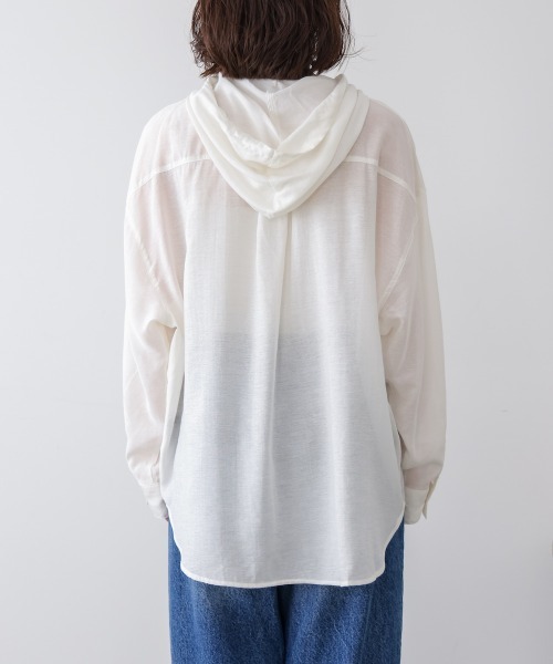 Bou Jeloud（ブージュルード）の「フーデットシャツ（シャツ/ブラウス・レディース・ブルー/チャコールグレー/オフホワイト・38）」の19枚目の写真