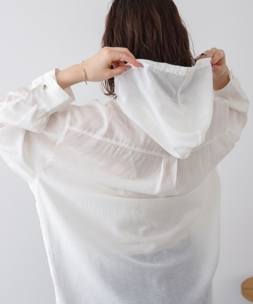 Bou Jeloud（ブージュルード）の「フーデットシャツ（シャツ/ブラウス・レディース・ブルー/チャコールグレー/オフホワイト・38）」の20枚目の写真