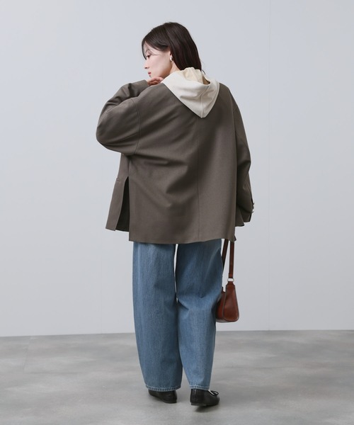 NAVY(ネイビー)の「【NAVY/ ネイビー】ビッグシルエット テーラード ダブルジャケット(テーラードジャケット・レディース・ネイビー/モカ・FREE)」の7枚目の写真