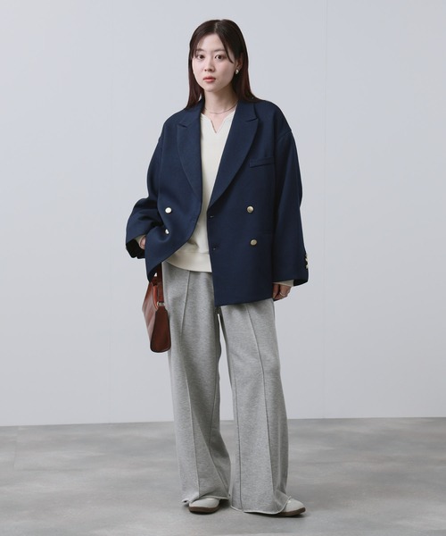 NAVY(ネイビー)の「【NAVY/ ネイビー】ビッグシルエット テーラード ダブルジャケット(テーラードジャケット・レディース・ネイビー/モカ・FREE)」の11枚目の写真