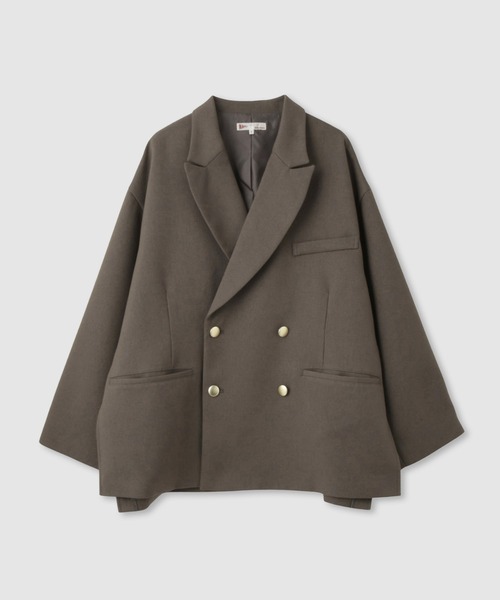 NAVY(ネイビー)の「【NAVY/ ネイビー】ビッグシルエット テーラード ダブルジャケット(テーラードジャケット・レディース・ネイビー/モカ・FREE)」の13枚目の写真