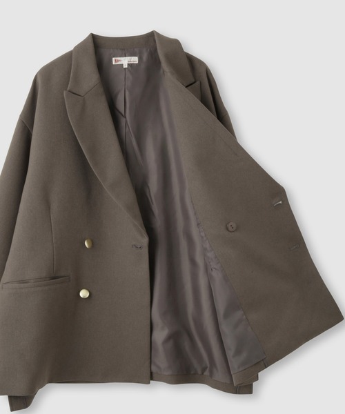 NAVY(ネイビー)の「【NAVY/ ネイビー】ビッグシルエット テーラード ダブルジャケット(テーラードジャケット・レディース・ネイビー/モカ・FREE)」の16枚目の写真