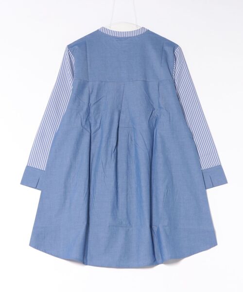 BELLUNA PLUS(ベルーナ)の「ストライプ×異素材切替シャツチュニック(チュニック・レディース・グレー系その他/ネイビー系・MEDIUM/LARGE/X-LARGE)」の9枚目の写真