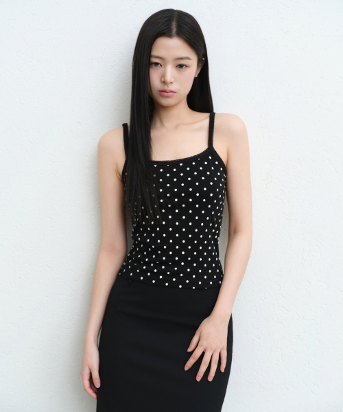 MUSINSA STANDARD WOMAN（ムシンサスタンダードウーマン）の「ウィメンズポルカドットスリーブレストップ[ブラック]（Tシャツ/カットソー・レディース・その他・SMALL/MEDIUM/LARGE/X-SMALL）」の3枚目の写真
