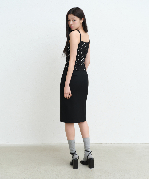 MUSINSA STANDARD WOMAN（ムシンサスタンダードウーマン）の「ウィメンズポルカドットスリーブレストップ[ブラック]（Tシャツ/カットソー・レディース・その他・SMALL/MEDIUM/LARGE/X-SMALL）」の4枚目の写真