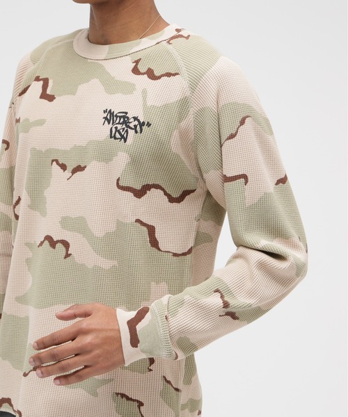 AVIREX（アヴィレックス）の「《直営店限定》MINI WAFFLE CAMO RAGLAN L/S T-SHIRT / ミニワッフル カモ ラグラン ロングスリーブ Tシャツ / AVIREX / アヴィレックス（Tシャツ/カットソー・メンズ・グリーン系カモフラージュ/ベージュ系その他・MEDIUM/SMALL/X-LARGE/LARGE）」の4枚目の写真