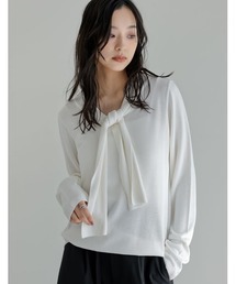 Re:EDIT | レーヨンニットボウタイ付き長袖トップス(ニット/セーター)