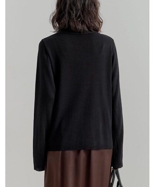 Re:EDIT（リエディ）の「レーヨンニットボウタイ付き長袖トップス（ニット/セーター・レディース・グレイッシュベージュ/ブラック/ホワイト/ネイビー・MEDIUM/LARGE）」の6枚目の写真