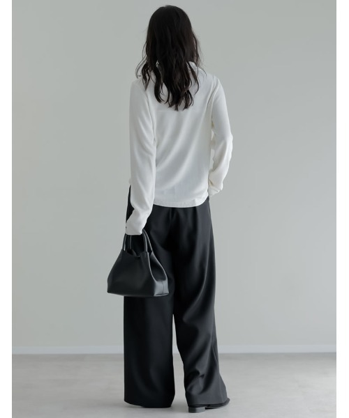 Re:EDIT（リエディ）の「レーヨンニットボウタイ付き長袖トップス（ニット/セーター・レディース・グレイッシュベージュ/ブラック/ホワイト/ネイビー・MEDIUM/LARGE）」の10枚目の写真