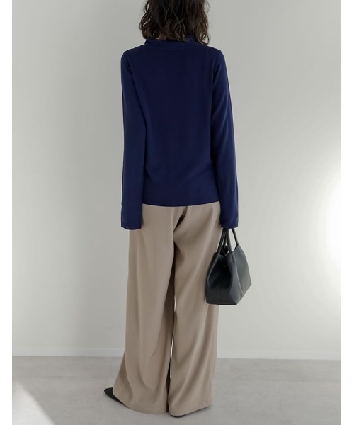 Re:EDIT（リエディ）の「レーヨンニットボウタイ付き長袖トップス（ニット/セーター・レディース・グレイッシュベージュ/ブラック/ホワイト/ネイビー・MEDIUM/LARGE）」の19枚目の写真