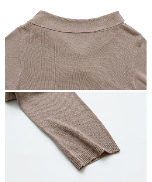 Re:EDIT（リエディ）の「レーヨンニットボウタイ付き長袖トップス（ニット/セーター・レディース・グレイッシュベージュ/ブラック/ホワイト/ネイビー・MEDIUM/LARGE）」の22枚目の写真