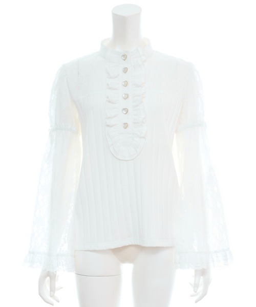 Secret Honey（シークレットハニー）の「フロントフリル姫袖カットソー（Tシャツ/カットソー・レディース・ブラック/オフホワイト・FREE）」の8枚目の写真