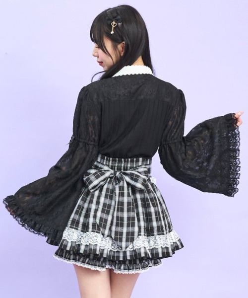 Secret Honey（シークレットハニー）の「フロントフリル姫袖カットソー（Tシャツ/カットソー・レディース・ブラック/オフホワイト・FREE）」の7枚目の写真