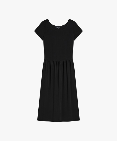 agnes b.(アニエスベー)の「ジャージー クレープ 半袖 ワンピース "Pilar"(ワンピース・レディース・ブラック・1/2/3)」の1枚目の写真