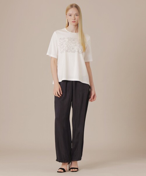 MACKINTOSH LONDON（マッキントッシュ ロンドン）の「【BIBURY FLOWER】ドローインググラフィックバイブリーTシャツ（Tシャツ/カットソー・レディース・グレー系その他/オフホワイト・40/38）」の3枚目の写真
