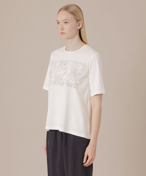 MACKINTOSH LONDON（マッキントッシュ ロンドン）の「【BIBURY FLOWER】ドローインググラフィックバイブリーTシャツ（Tシャツ/カットソー・レディース・グレー系その他/オフホワイト・40/38）」の6枚目の写真