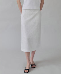 Floral Straight Skirt_WHITE