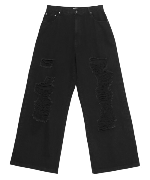 PUNYUS(プニュズ)の「ダメージデニムワイドパンツ(デニムパンツ・レディース・ブルー系その他/ブラック・2/1/5/4/3)」の12枚目の写真