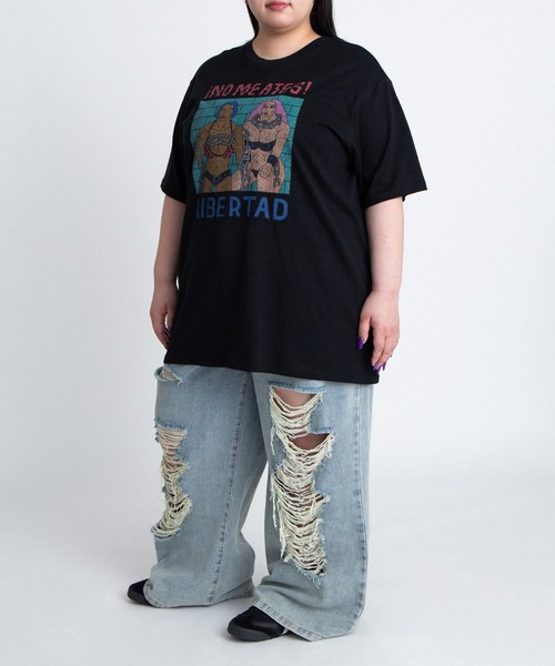 PUNYUS（プニュズ）の「ダメージデニムワイドパンツ（デニムパンツ・レディース・ブルー系その他/ブラック・2/1/5/4/3）」の21枚目の写真