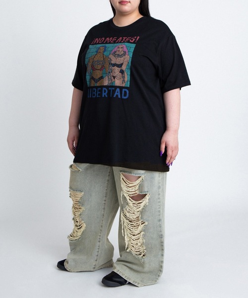 PUNYUS(プニュズ)の「ダメージデニムワイドパンツ(デニムパンツ・レディース・ブルー系その他/ブラック・2/1/5/4/3)」の22枚目の写真