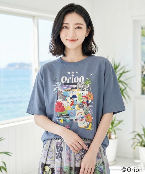 ScoLar(スカラー)の「161680:orion×ScoLar save the planet Tシャツ(Tシャツ/カットソー・レディース・ブルー/チャコールグレー/オフホワイト・L/M)」の1枚目の写真