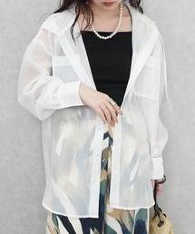 長袖シアーフードシャツ