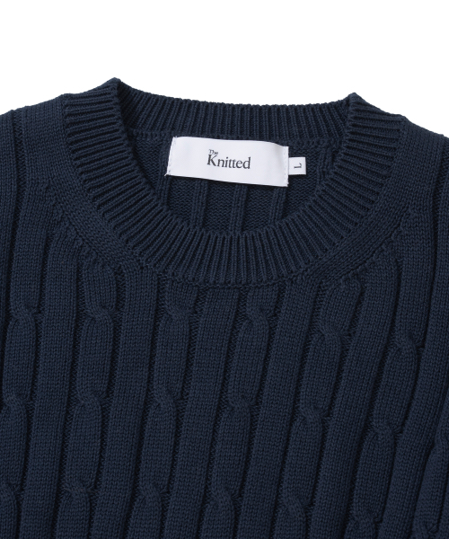 KNITTED（ニッティド）の「[ニティッドXファッションプラネット]ケーブルラウンドニット NAVY（ニット/セーター・レディース・その他・M/XL）」の3枚目の写真