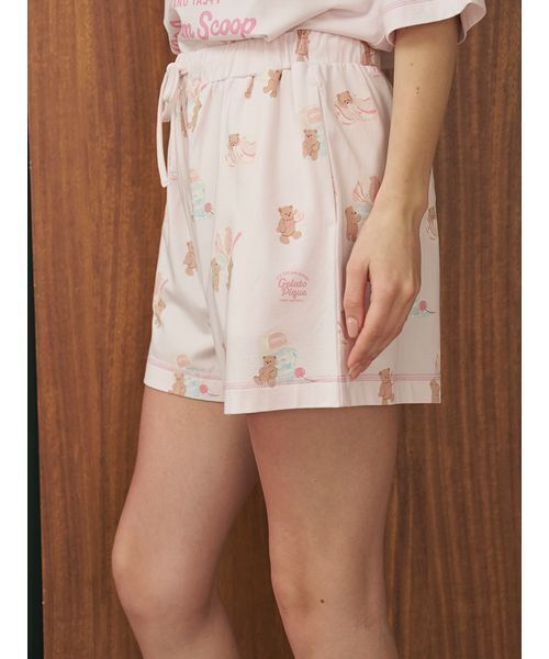 gelato pique ベア柄カットソーショートパンツ アイボリー アイスクリームベア柄ショートパンツ（ルームウェア/パジャマ
