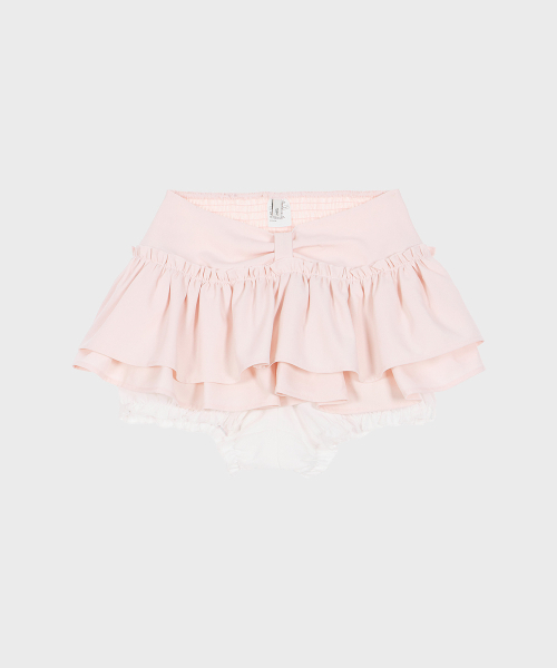 ALKI ALKA(アルキアルカ)の「Ribbon Tiered Mini Skirt (Light Pink)(スカート・レディース・ライトピンク・MEDIUM/SMALL)」の2枚目の写真