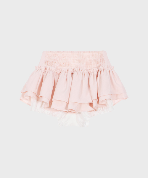 ALKI ALKA(アルキアルカ)の「Ribbon Tiered Mini Skirt (Light Pink)(スカート・レディース・ライトピンク・MEDIUM/SMALL)」の3枚目の写真