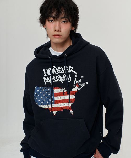 PAPERBOY(ペーパーボーイ)の「USAヴィンテージフードパーカー-ネイビー(パーカー・レディース・その他・MEDIUM/LARGE/X-LARGE)」の3枚目の写真