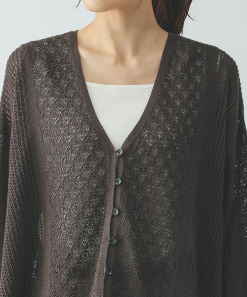 GLOBAL WORK(グローバルワーク)の「パネルレース編みVネックカーディガン/642713(カーディガン/ボレロ・レディース・ブラック/ダークブラウン/ベージュ系その他7・LARGE/MEDIUM)」の10枚目の写真