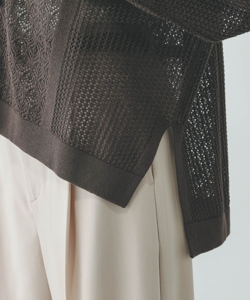 GLOBAL WORK(グローバルワーク)の「パネルレース編みVネックカーディガン/642713(カーディガン/ボレロ・レディース・ブラック/ダークブラウン/ベージュ系その他7・LARGE/MEDIUM)」の12枚目の写真