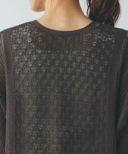 GLOBAL WORK(グローバルワーク)の「パネルレース編みVネックカーディガン/642713(カーディガン/ボレロ・レディース・ブラック/ダークブラウン/ベージュ系その他7・LARGE/MEDIUM)」の13枚目の写真