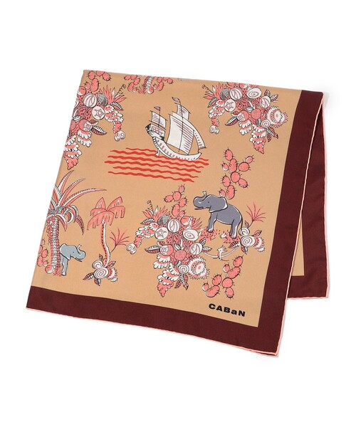 caban(キャバン)の「Zoo シルクプリントスカーフ(バンダナ/スカーフ・レディース・ダークブラウン/グリーン系その他/ライトベージュ・FREE)」の4枚目の写真