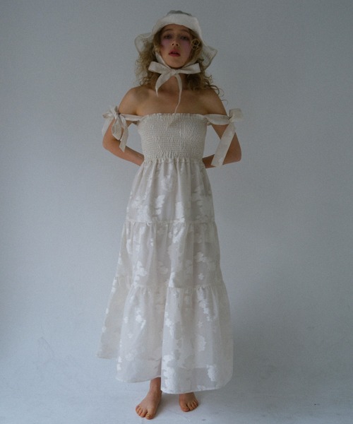 flower organdie tiered long one-piece（ワンピース）｜HONEY MI