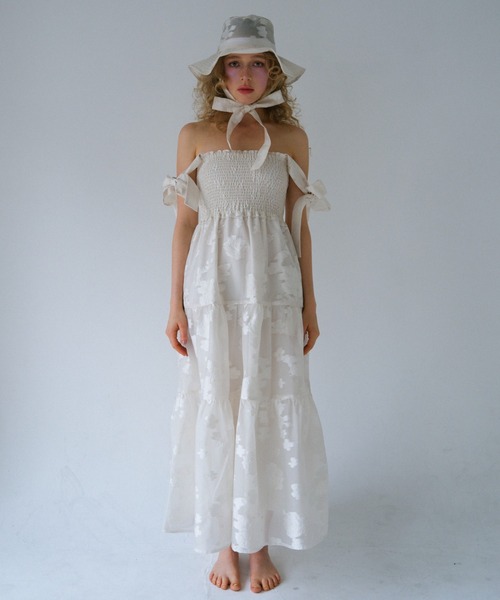 HONEY MI HONEY(ハニーミーハニー)の「flower organdie tiered long one-piece(ワンピース・レディース・ブラック/オフホワイト/イエロー・FREE)」の7枚目の写真