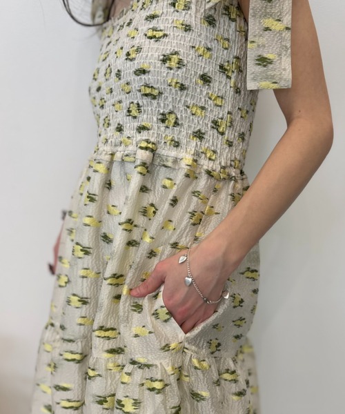 HONEY MI HONEY(ハニーミーハニー)の「flower organdie tiered long one-piece(ワンピース・レディース・ブラック/オフホワイト/イエロー・FREE)」の17枚目の写真
