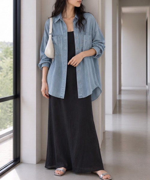 新色：ライトブルー
model：157cm 着用サイズ：FREE