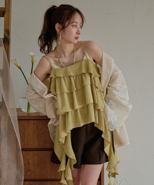 asymmetry frill cami tops / アシンメトリーフリルキャミトップス