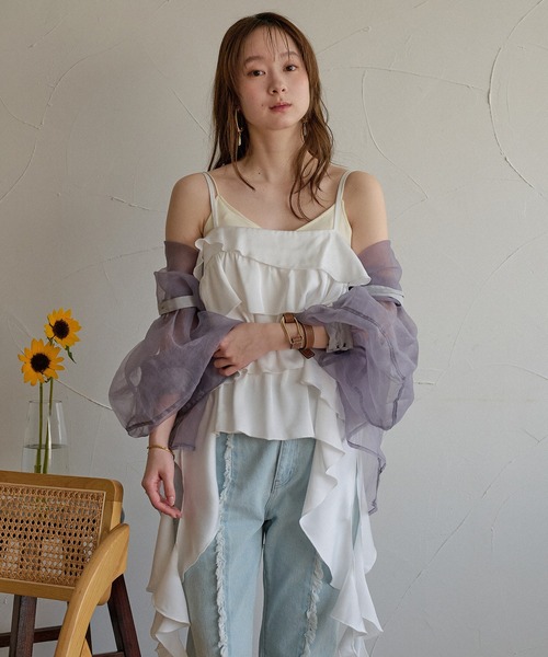 asymmetry frill cami tops / アシンメトリーフリルキャミトップス