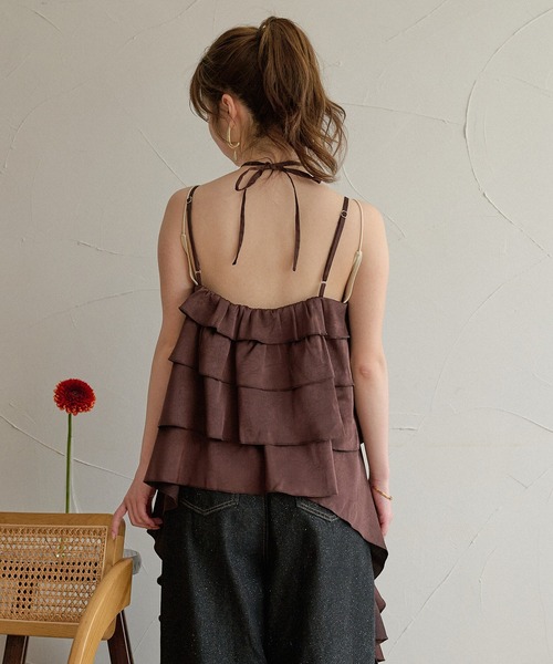 mideal(マイディール)の「asymmetry frill cami tops / アシンメトリーフリルキャミトップス(キャミソール・レディース・ダークブラウン/オフホワイト/イエロー・FREE)」の16枚目の写真