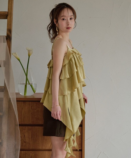 mideal(マイディール)の「asymmetry frill cami tops / アシンメトリーフリルキャミトップス(キャミソール・レディース・ダークブラウン/オフホワイト/イエロー・FREE)」の20枚目の写真