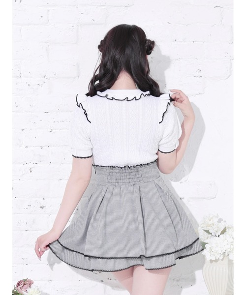 NOEMIE(ノエミー)の「ケーブル編みフリルリボンニットトップス(Tシャツ/カットソー・レディース・オフホワイト/ピンク/ブラック・M)」の6枚目の写真