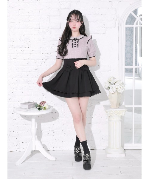 NOEMIE(ノエミー)の「ケーブル編みフリルリボンニットトップス(Tシャツ/カットソー・レディース・オフホワイト/ピンク/ブラック・M)」の10枚目の写真
