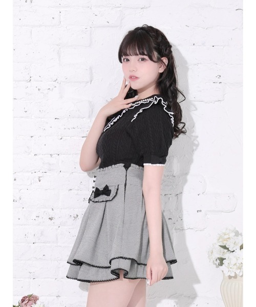 NOEMIE(ノエミー)の「ケーブル編みフリルリボンニットトップス(Tシャツ/カットソー・レディース・オフホワイト/ピンク/ブラック・M)」の11枚目の写真